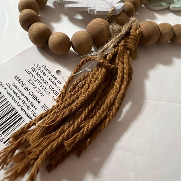 CLEARANCE! Fall Leaf Garland Wooden Beads Jute Tassels Hooks Decor Thanksgiving - Picture 4 of 5